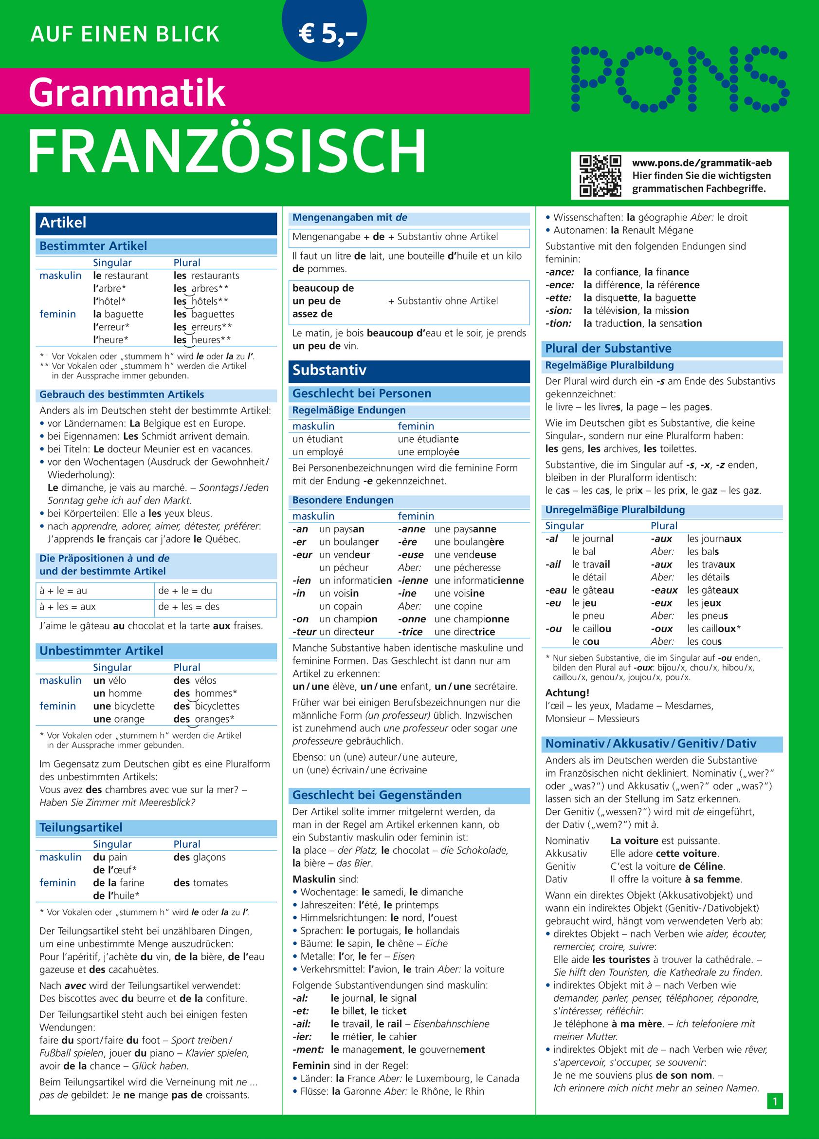 Cover: 9783125618992 | PONS Grammatik auf einen Blick Französisch | Krystelle Jambon | Buch