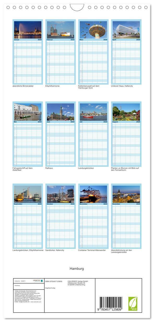 Bild: 9783457125809 | Familienplaner 2025 - Hamburg mit 5 Spalten (Wandkalender, 21 x 45...