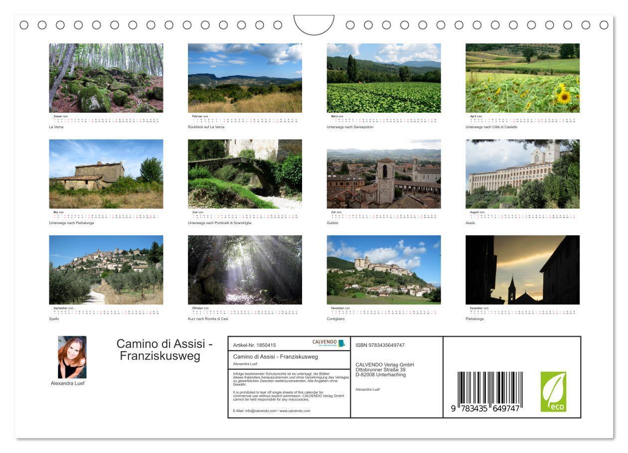 Bild: 9783435649747 | Camino di Assisi - Franziskusweg (Wandkalender 2025 DIN A4 quer),...