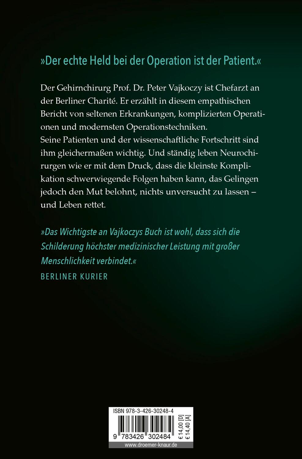 Rückseite: 9783426302484 | Kopfarbeit | Peter Vajkoczy | Taschenbuch | 336 S. | Deutsch | 2024