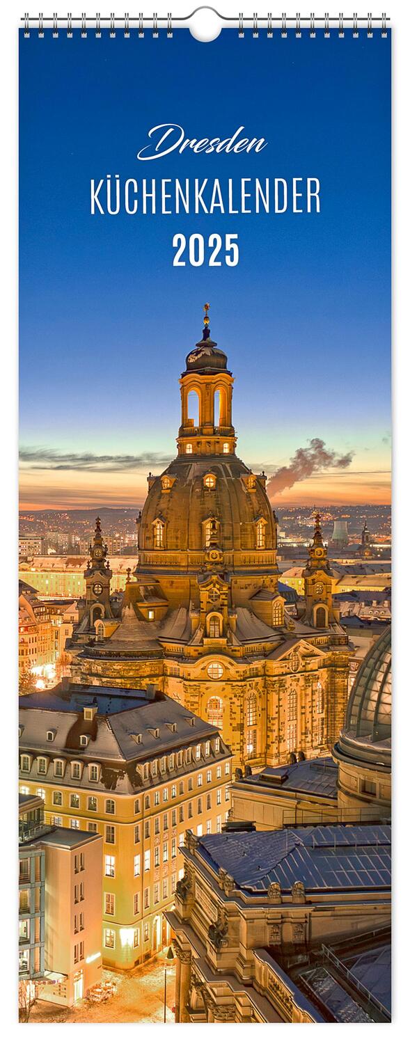 Cover: 9783910680715 | Küchenkalender Dresden 2025 | 15 x 40 cm weißes Kalendarium | Kalender