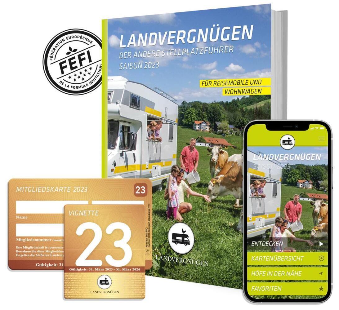 Cover: 9783982083490 | Landvergnügen Deutschland | Der andere Stellplatzführer Saison 2023