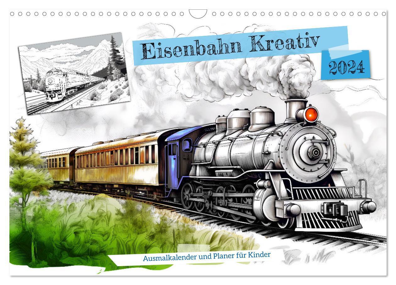 Cover: 9783383604676 | Eisenbahn Kreativ Ausmalkalender und Planer für Kinden...