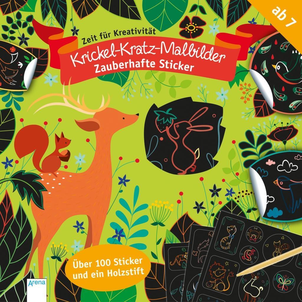 Cover: 9783401714097 | Krickel-Kratz-Malbilder. Zauberhafte Sticker | Zeit für Kreativität