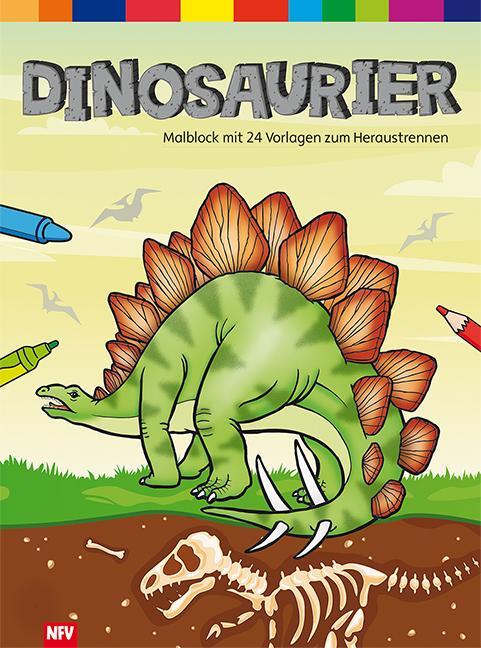 Cover: 9783849410179 | Dinosaurier | Malblock mit 24 schwarz/weiß Vorlagen zum Heraustrennen