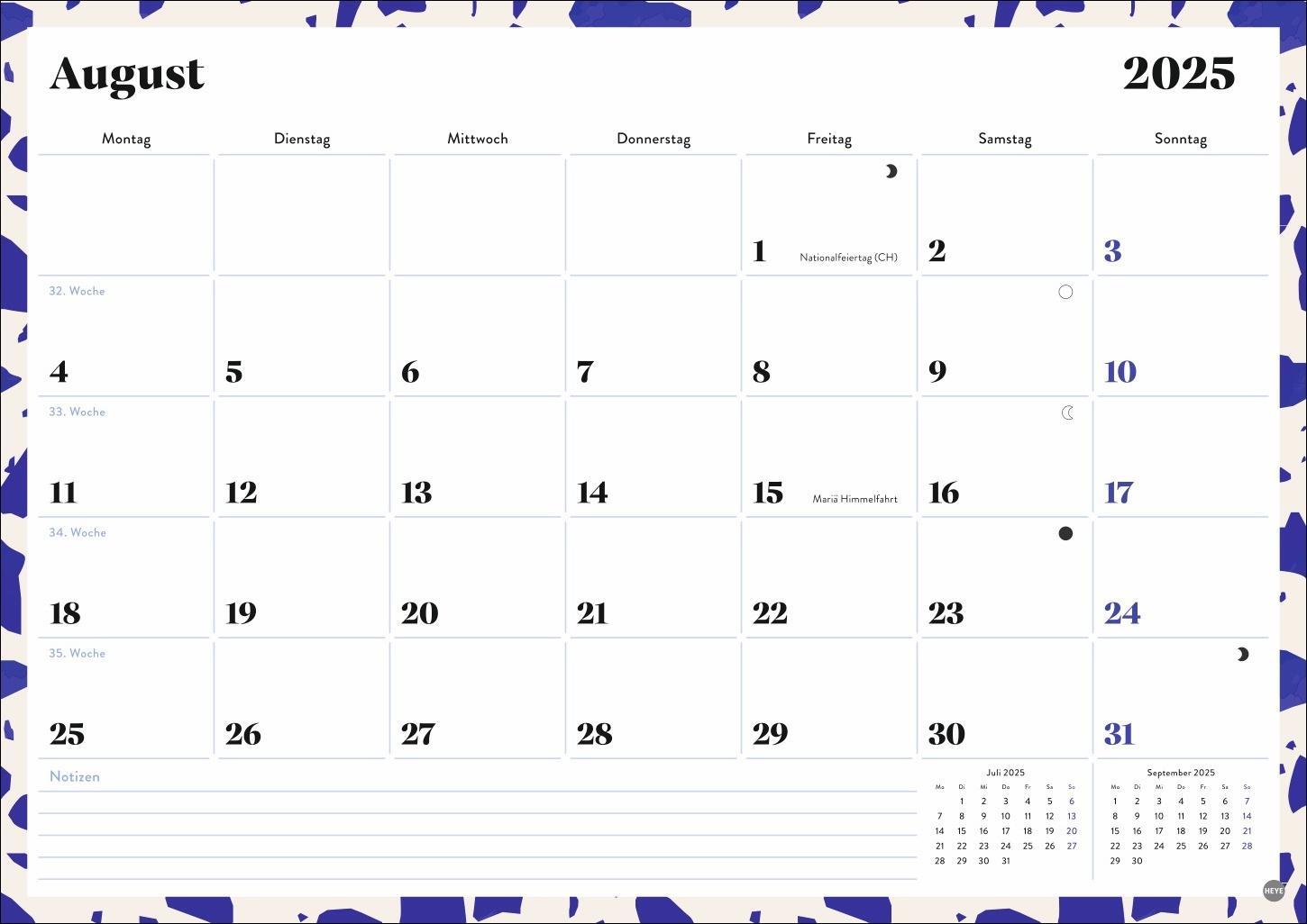 Bild: 9783756408733 | Design Monatsplaner 2025 | Kalender | Bürokalender Heye | 14 S. | 2025