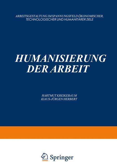 Cover: 9783409191043 | Humanisierung der Arbeit | Klaus-Jürgen Herbert (u. a.) | Taschenbuch
