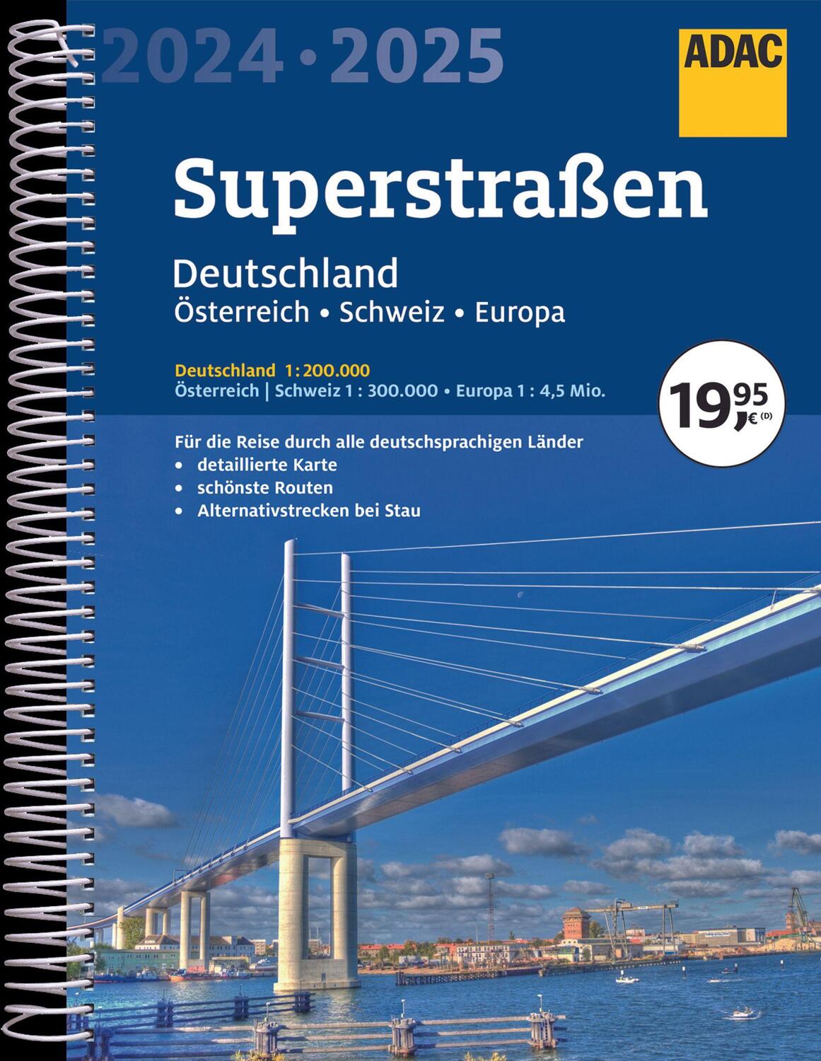 Cover: 9783826422959 | ADAC Superstraßen 2024/2025 Deutschland 1:200.000, Österreich,...