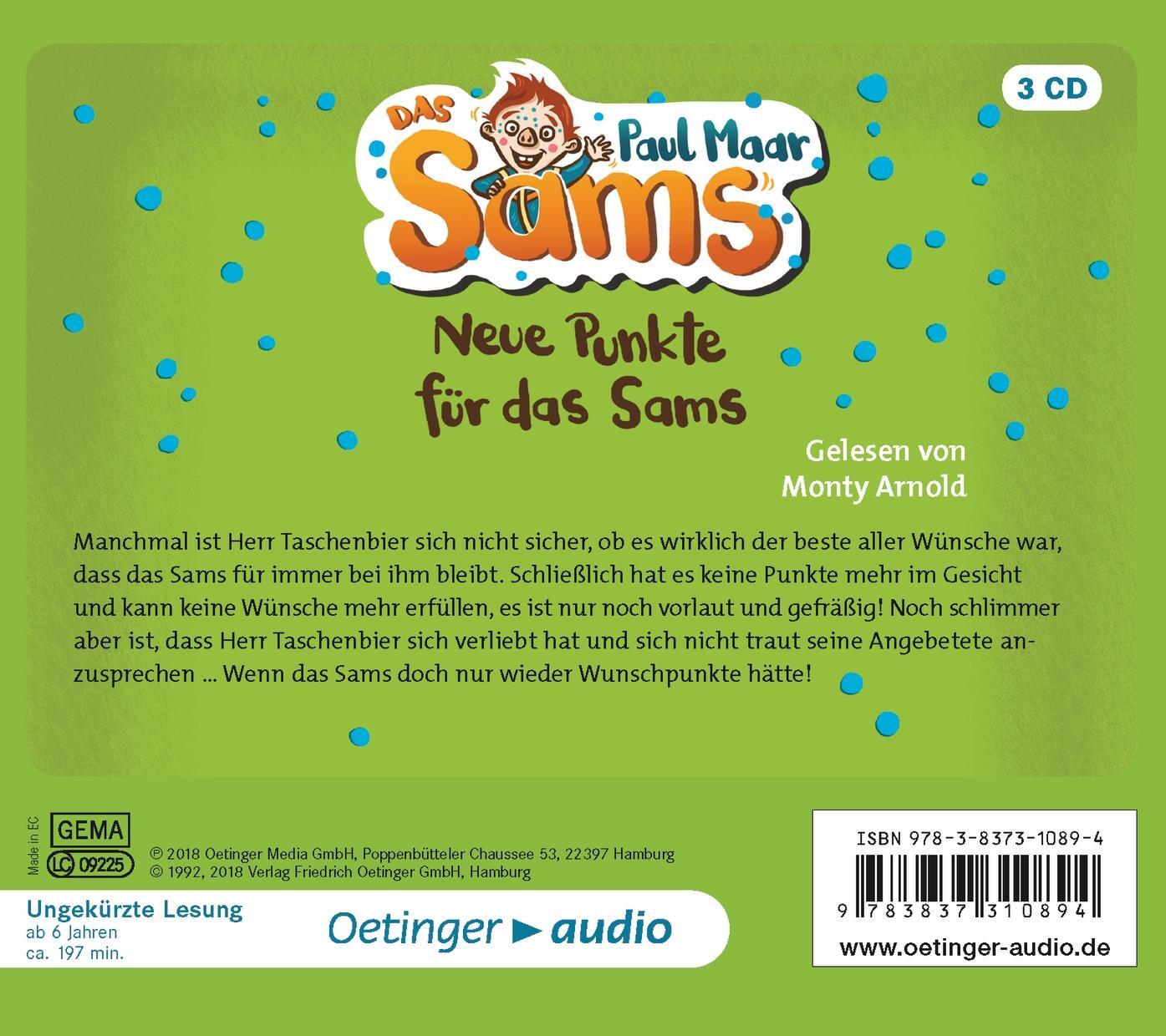 Rückseite: 9783837310894 | Neue Punkte für das Sams | (3 CD) | Paul Maar | Audio-CD | Sams | 2018