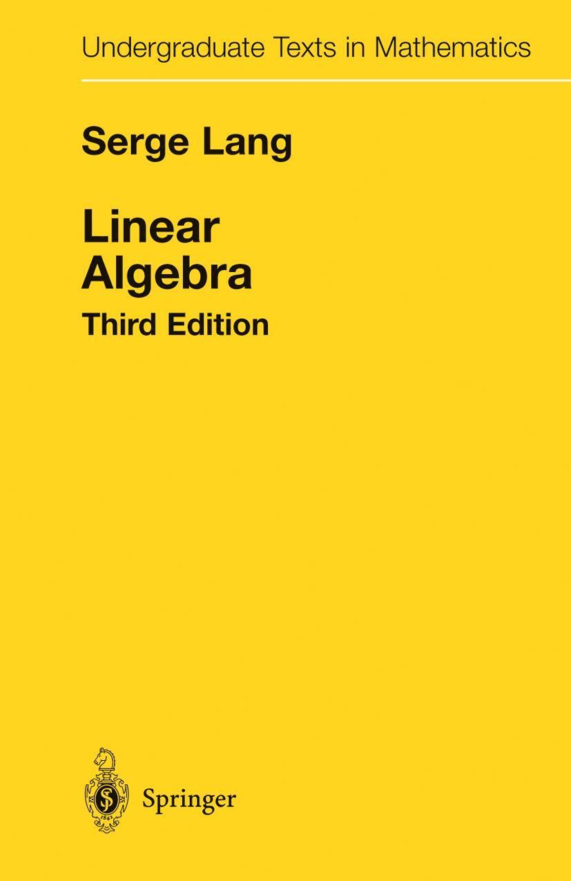 Cover: 9780387964126 | Linear Algebra | Serge Lang | Buch | HC runder Rücken kaschiert | IX