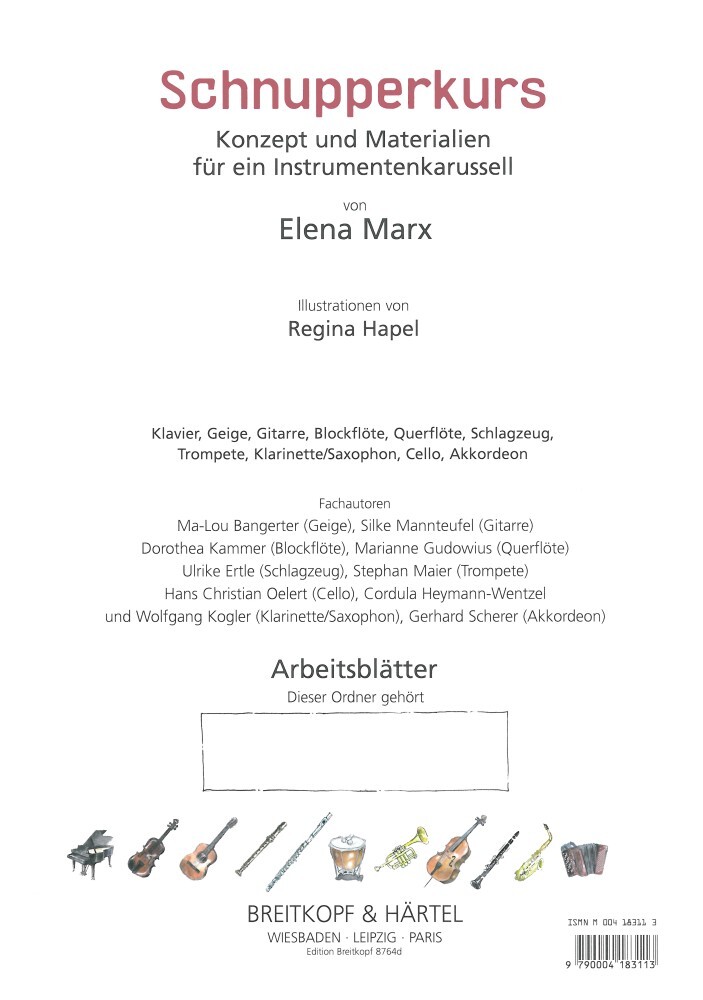 Cover: 9790004183113 | Schnupperkurs Ergänzung Trompete Arbeitsblätter | Elena Marx | Buch