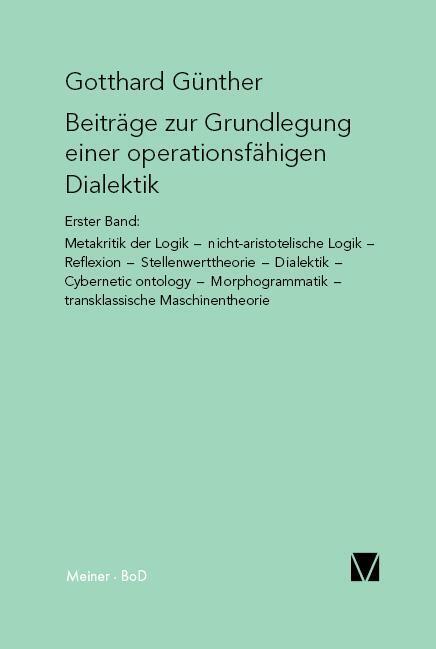 Cover: 9783787303717 | Beiträge zur Grundlegung einer operationsfähigen Dialektik /...