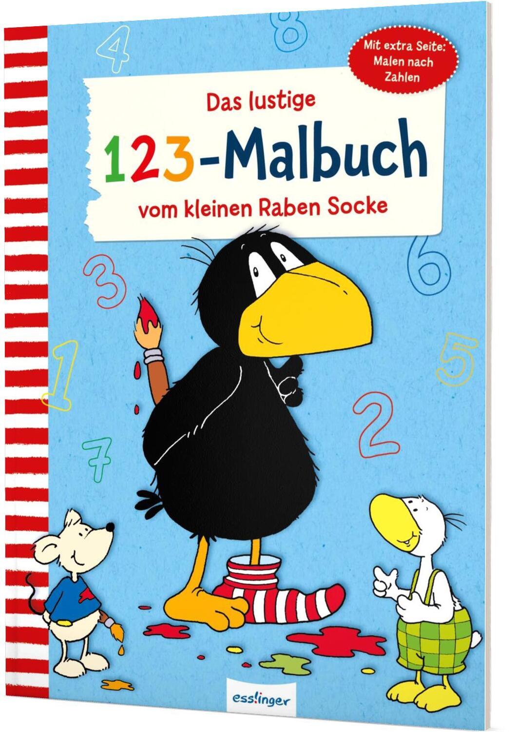 Cover: 9783480233502 | Der kleine Rabe Socke: Das lustige 1 2 3 - Malbuch vom kleinen...