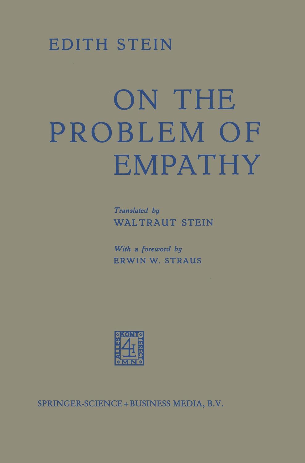 Cover: 9789401770910 | On the Problem of Empathy | Waltraut Stein | Taschenbuch | Paperback