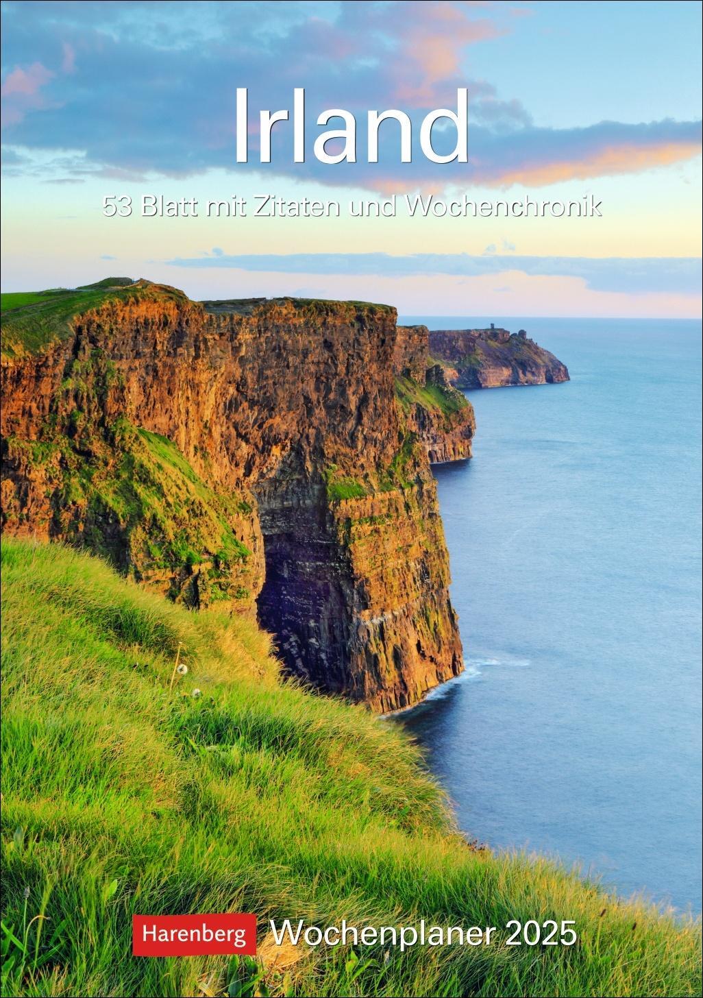 Cover: 9783840033940 | Irland Wochenplaner 2025 - 53 Blatt mit Zitaten und Wochenchronik