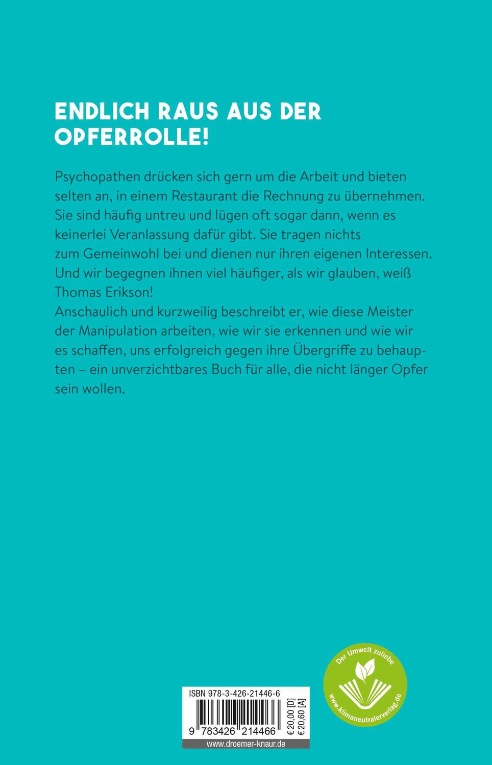 Rückseite: 9783426214466 | Hilfe, Psychopathen! | Thomas Erikson | Taschenbuch | 304 S. | Deutsch