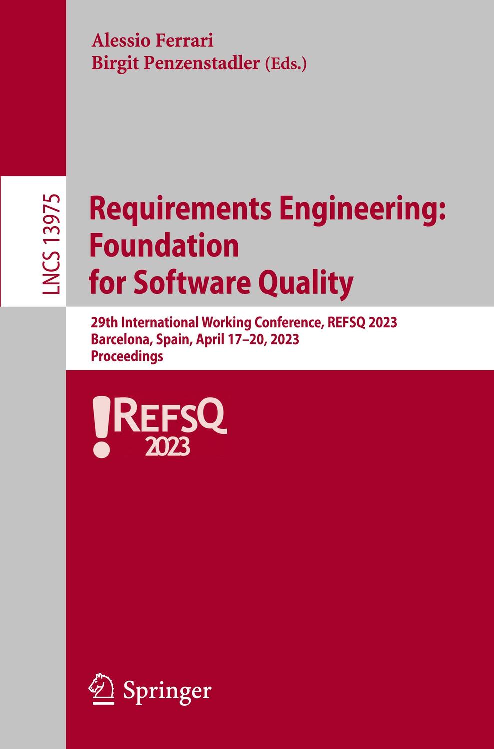 Cover: 9783031297854 | Requirements Engineering: Foundation for Software Quality | Buch