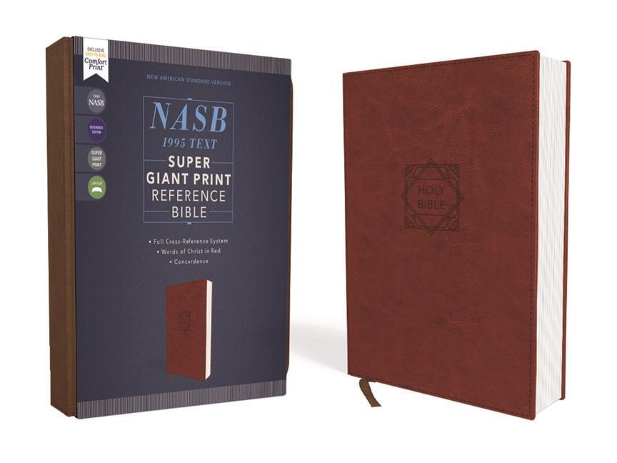 Cover: 9780310455080 | NASB, Super Giant Print Reference Bible, Leathersoft, Brown, Red...