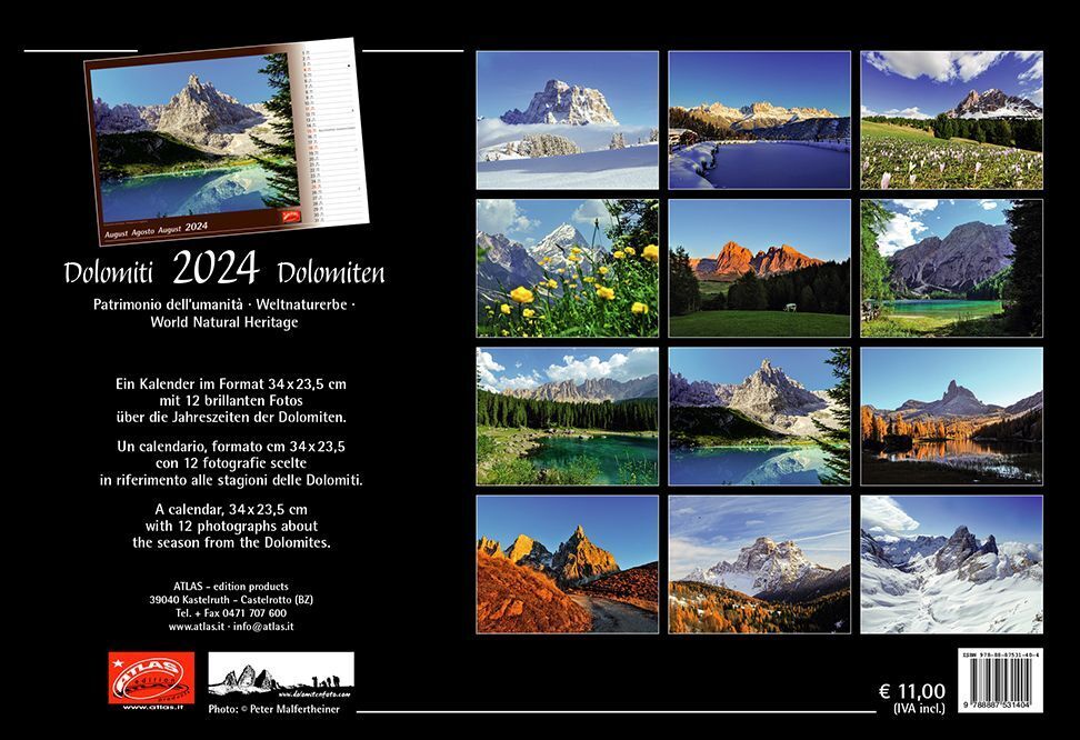 Bild: 9788887531404 | Dolomiten 2024 | Kalender | 2024 | Atlas Kalender | EAN 9788887531404