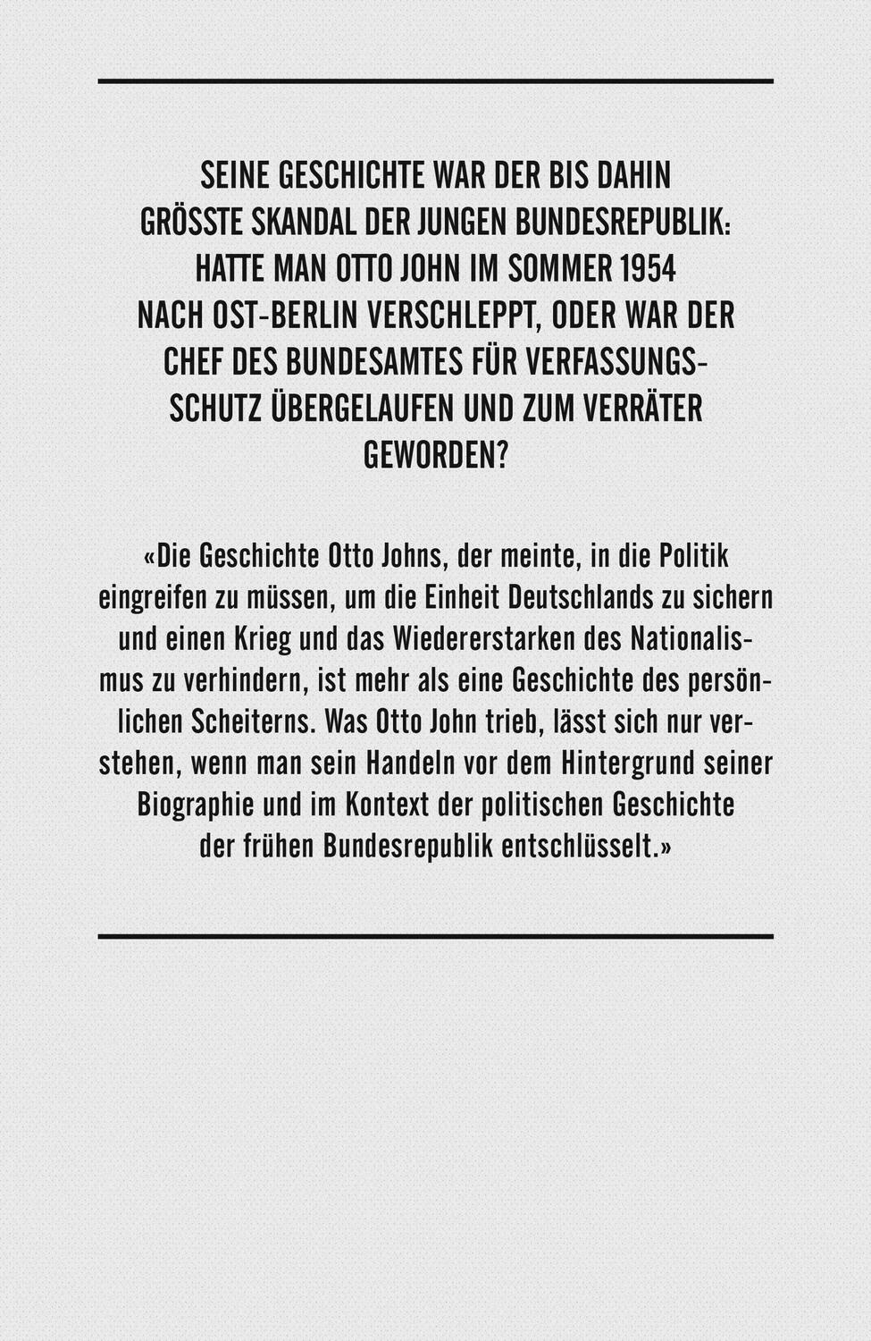 Rückseite: 9783498030308 | Otto John | Patriot oder Verräter: Eine deutsche Biographie | Buch