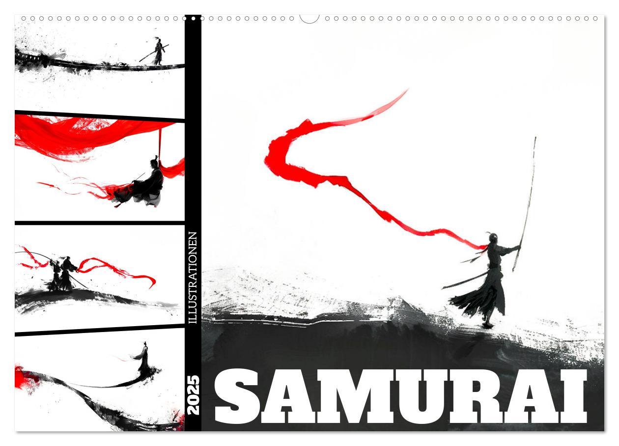 Cover: 9783383802089 | Samurai Illustrationen (Wandkalender 2025 DIN A2 quer), CALVENDO...