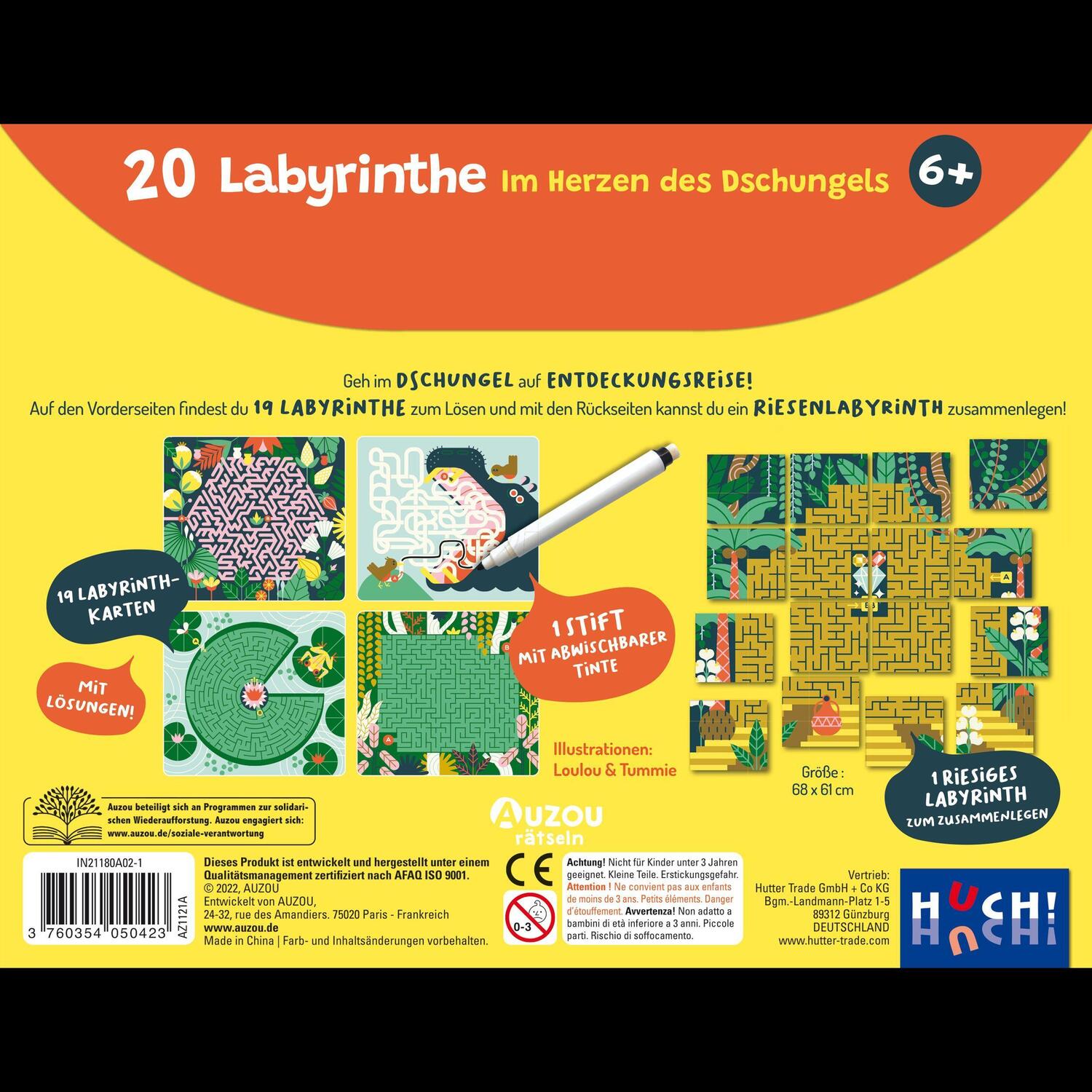 Bild: 3760354050423 | Auzou 20 Labyrinthe im Herzen des Dschungels | Auzou | Spiel | Deutsch