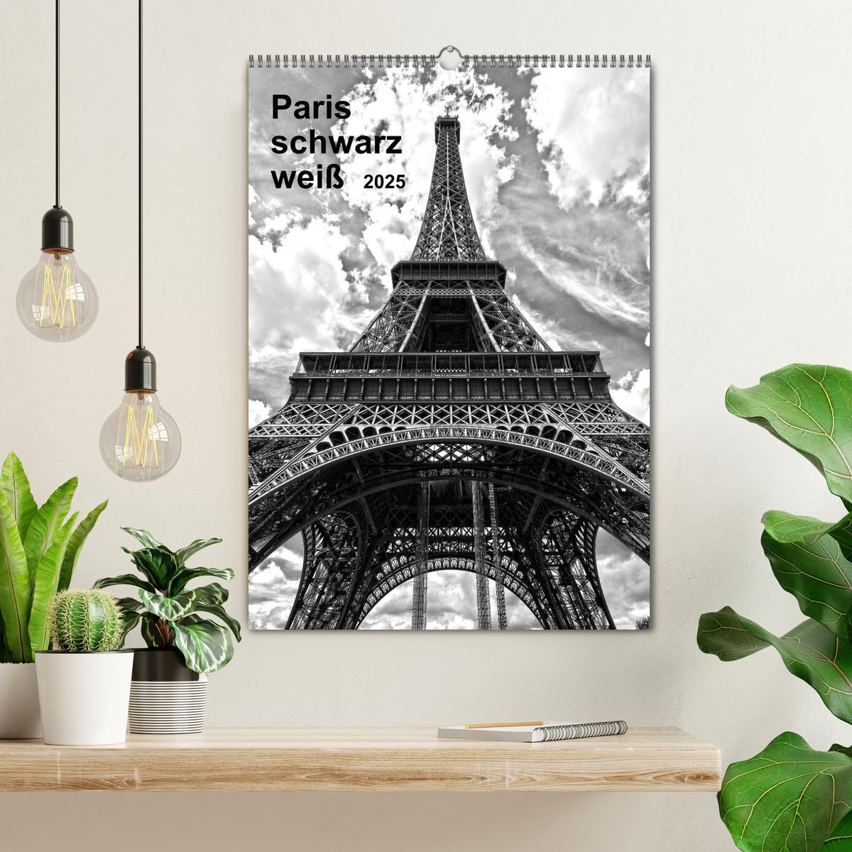 Bild: 9783457051887 | Paris schwarz weiß 2025 (Wandkalender 2025 DIN A2 hoch), CALVENDO...