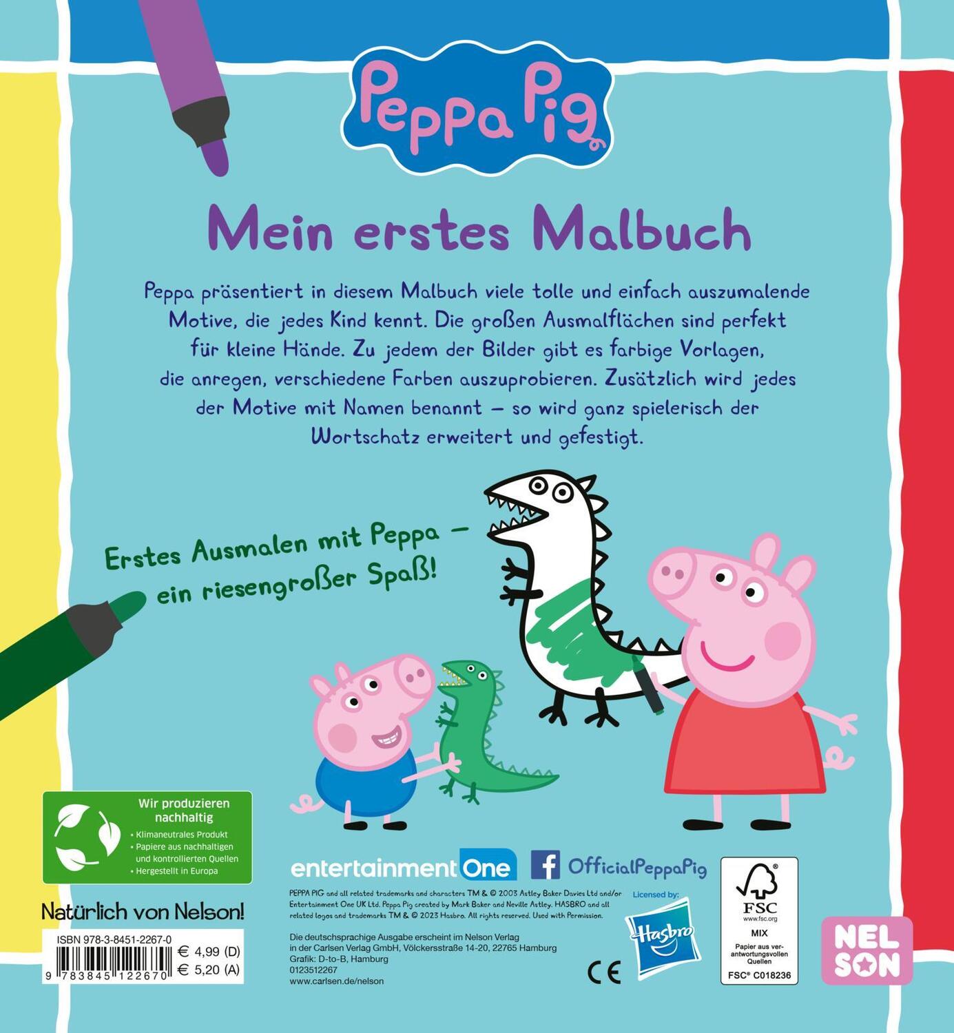 Rückseite: 9783845122670 | Peppa Wutz Ausmalbilder: Mein erstes Malbuch | Taschenbuch | Peppa Pig