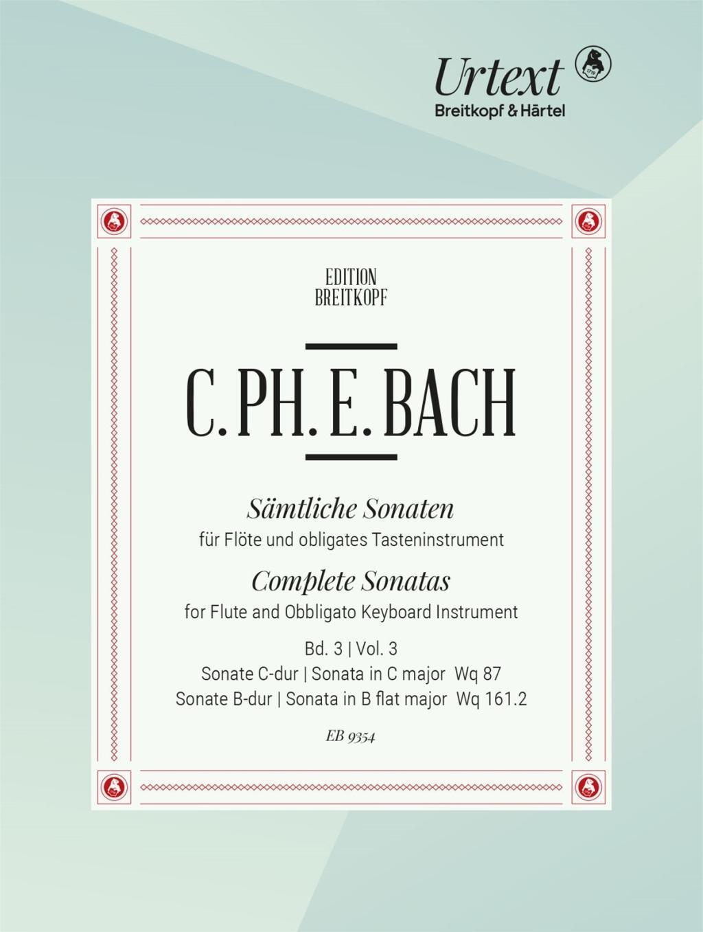 Cover: 9790004188187 | Sämtliche Sonaten 3 | Sonaten C-dur Wq 87 und B-dur Wq 161.2 | Bach