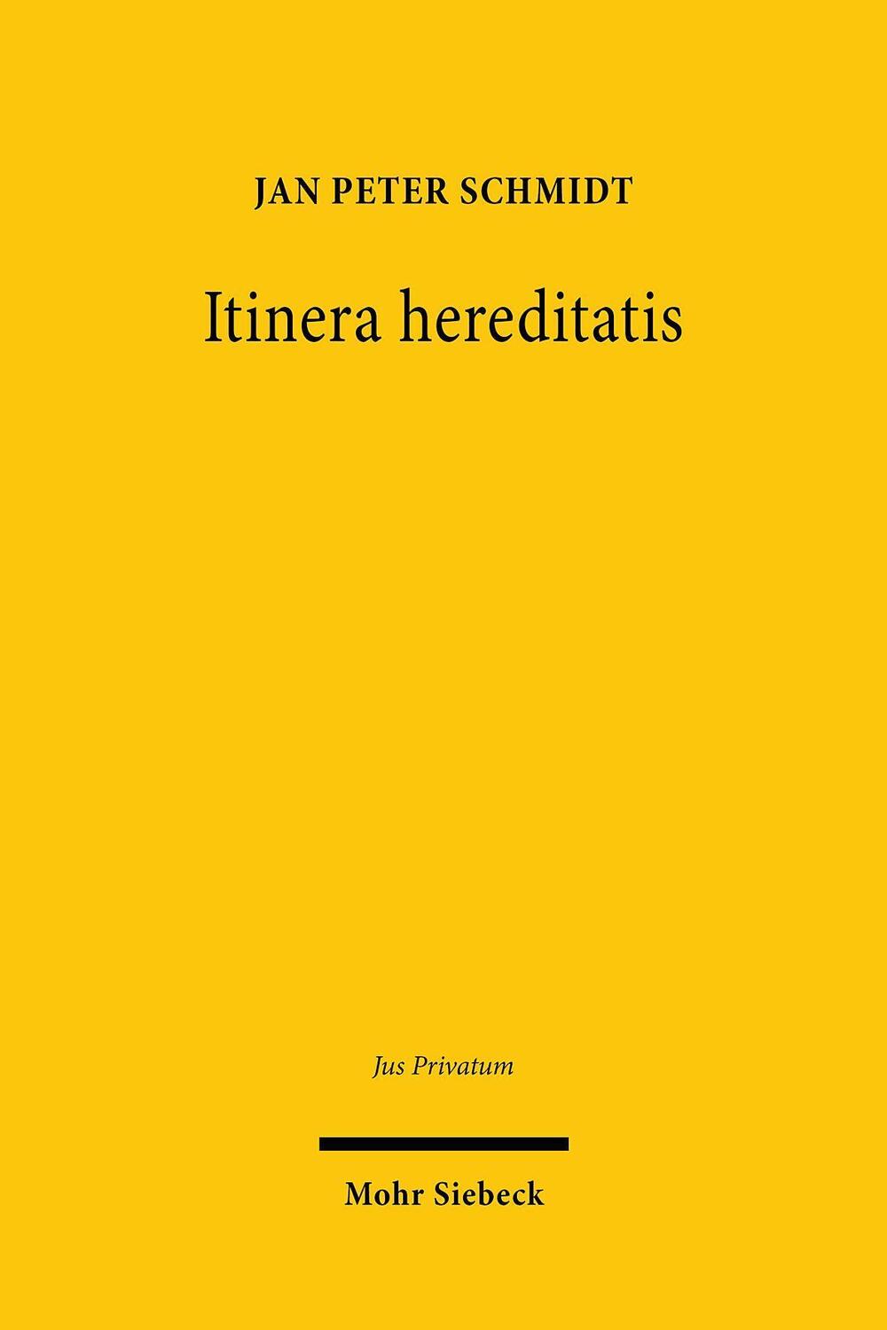 Cover: 9783161609794 | Itinera hereditatis | Jan Peter Schmidt | Buch | Jus Privatum | XXVII