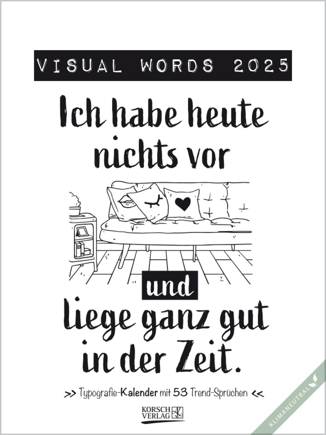 Cover: 9783731877219 | Visual Words 2025 | Verlag Korsch | Kalender | Spiralbindung | 54 S.