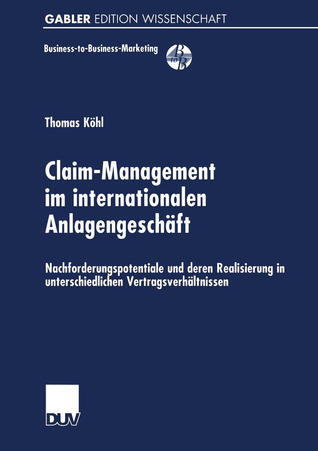 Cover: 9783824471003 | Claim-Management im internationalen Anlagengeschäft | Thomas Köhl