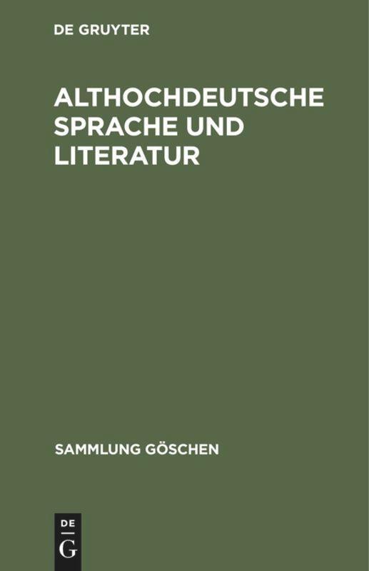 Cover: 9783110096750 | Althochdeutsche Sprache und Literatur | Degruyter | Buch | Deutsch