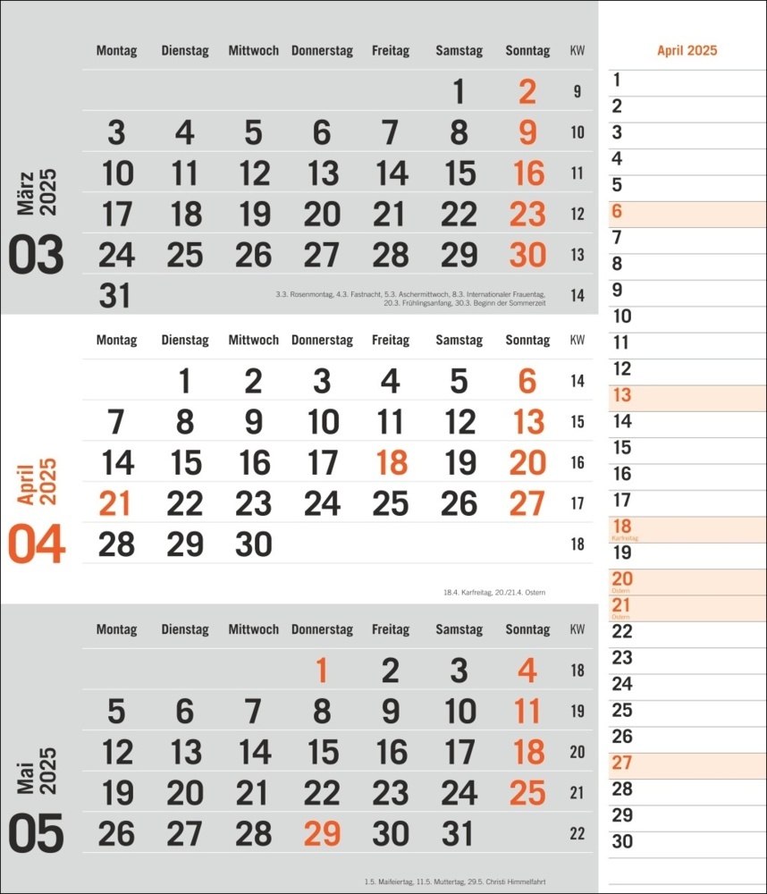 Bild: 9783756406807 | 3-Monatsplaner, orange 2025 | Kalender | Spiralbindung | 12 S. | 2025