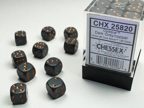 Cover: 601982022068 | Opaque 12mm d6 Dark Grey/copper Dice Block™ (36 dice) | deutsch