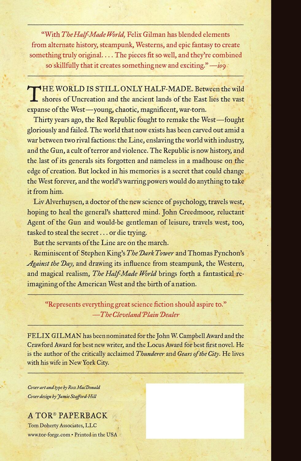 Rückseite: 9780765325532 | The Half-Made World | Felix Gilman | Taschenbuch | Paperback | 2011