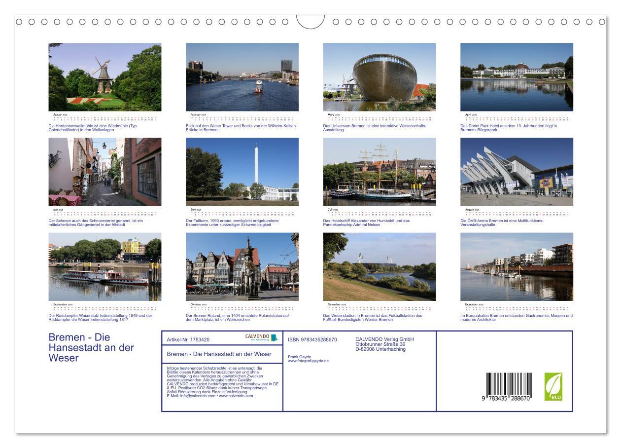 Bild: 9783435288670 | Bremen - Die Hansestadt an der Weser (Wandkalender 2025 DIN A3...