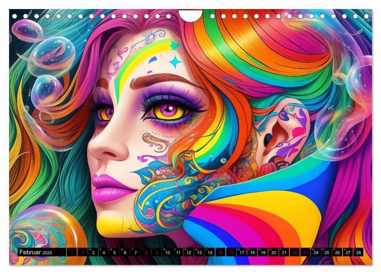 Bild: 9783383822995 | Psychedelische Ladies (Wandkalender 2025 DIN A4 quer), CALVENDO...