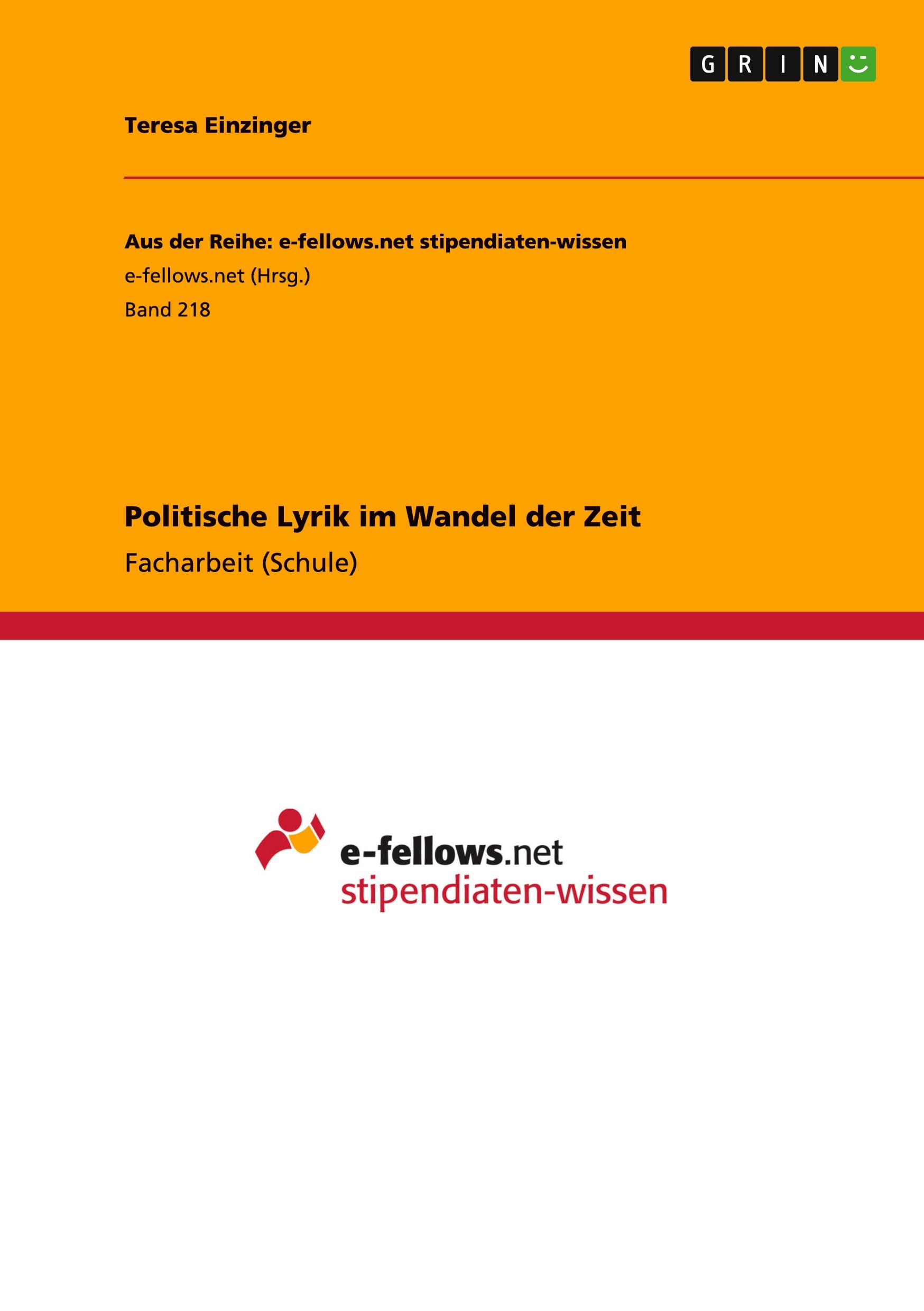 Cover: 9783656005360 | Politische Lyrik im Wandel der Zeit | Teresa Einzinger | Taschenbuch