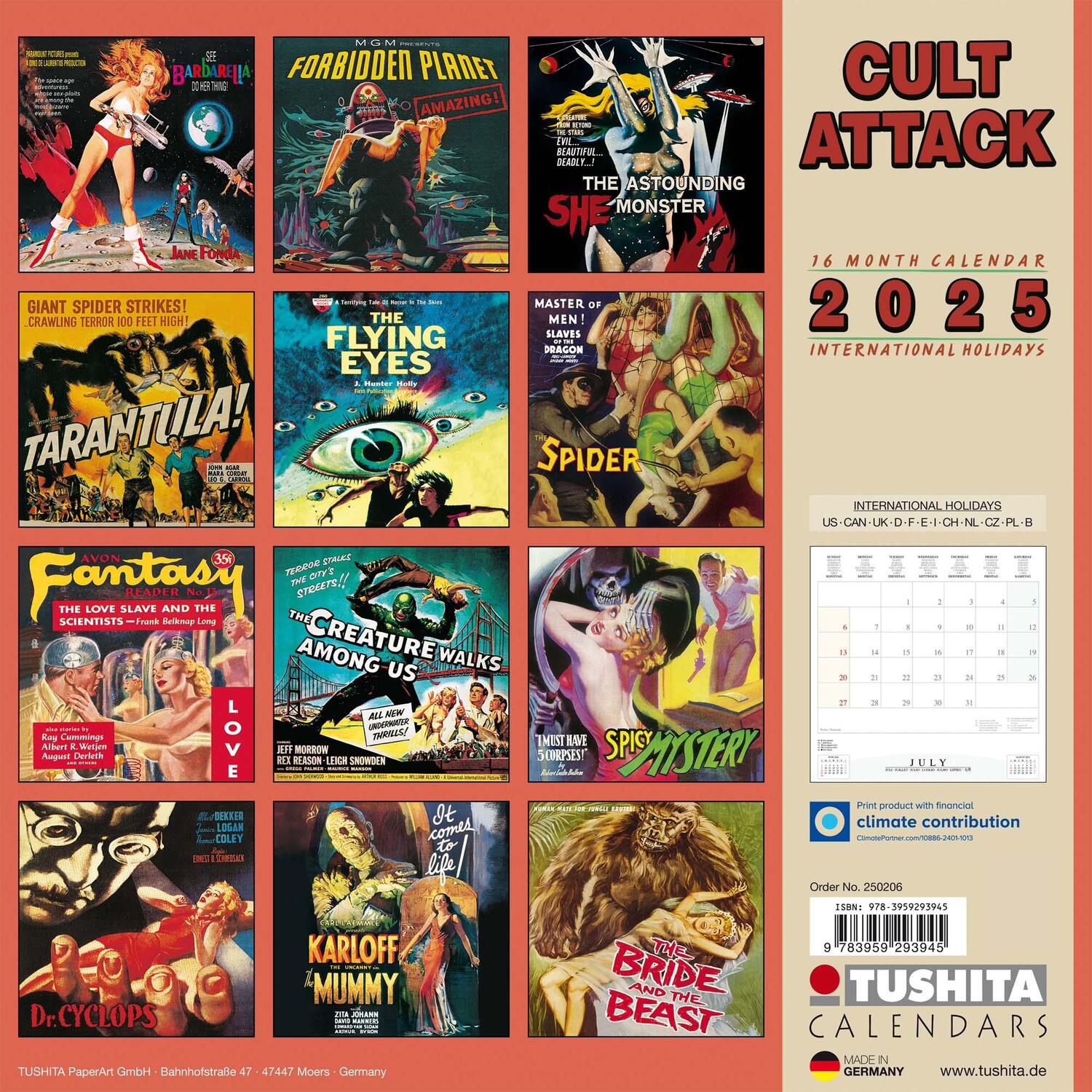 Rückseite: 9783959293945 | Cult Attack 2025 | Kalender 2025 | Kalender | Media Illustration
