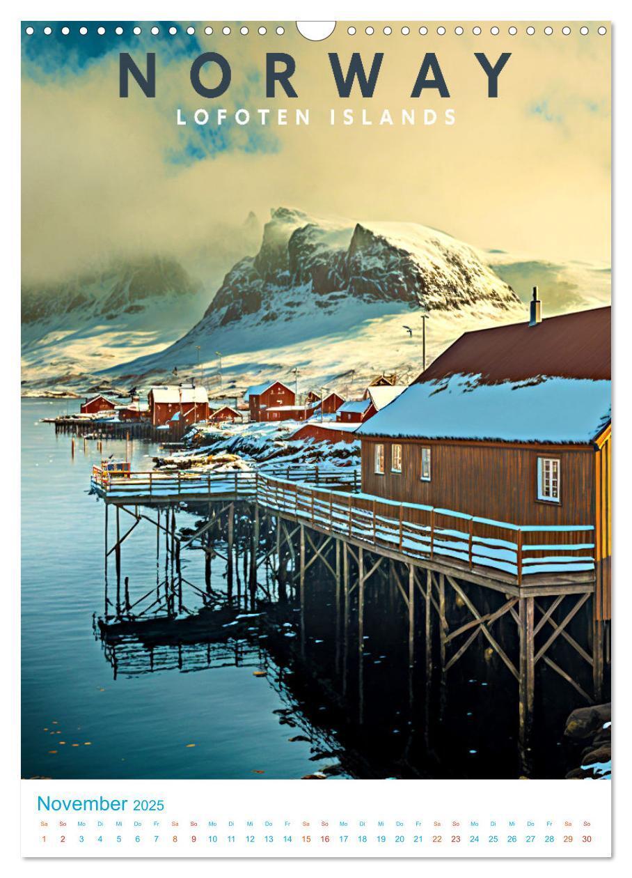 Bild: 9783435885428 | Lofoten - Old School Poster Style (Wandkalender 2025 DIN A3 hoch),...