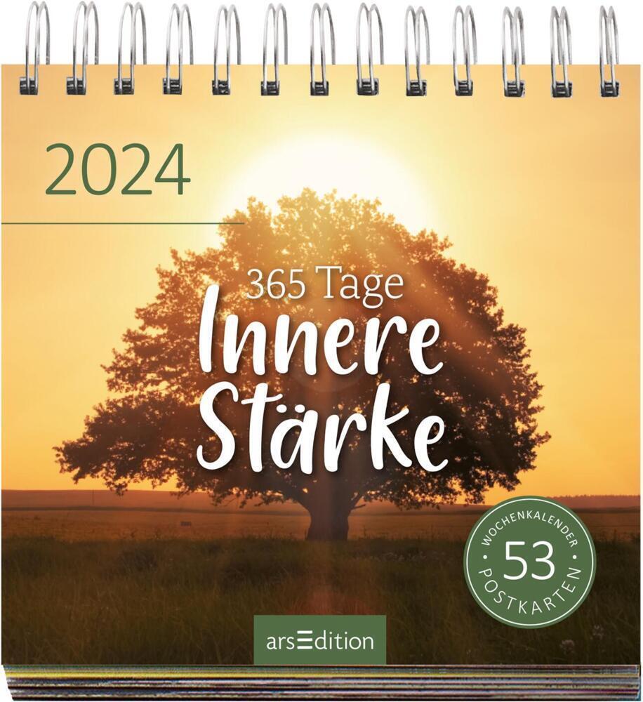 Cover: 4014489129998 | Postkartenkalender 365 Tage Innere Stärke 2024 | Kalender | 108 S.