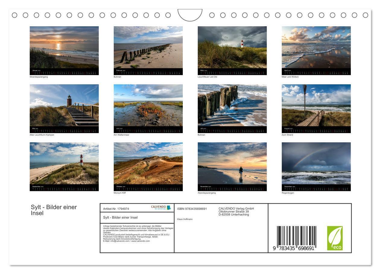 Bild: 9783435698691 | Sylt - Bilder einer Insel (Wandkalender 2025 DIN A4 quer), CALVENDO...