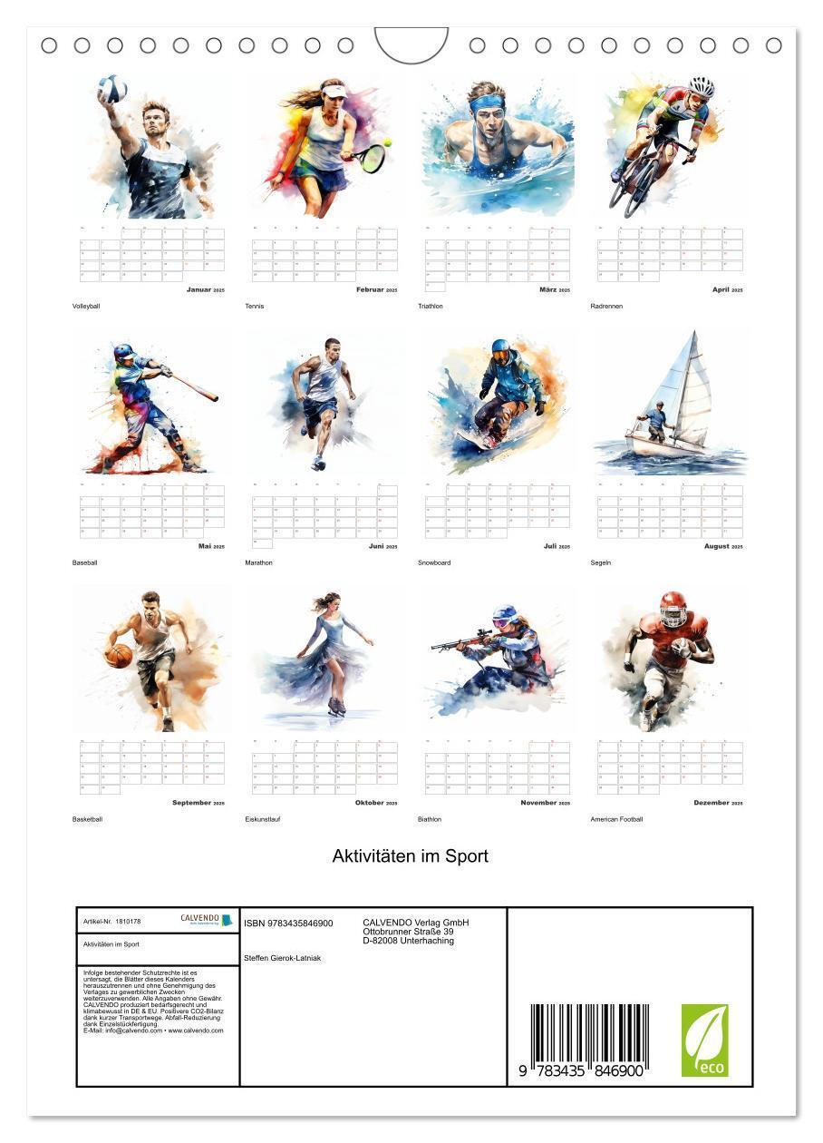 Bild: 9783435846900 | Aktivitäten im Sport (Wandkalender 2025 DIN A4 hoch), CALVENDO...