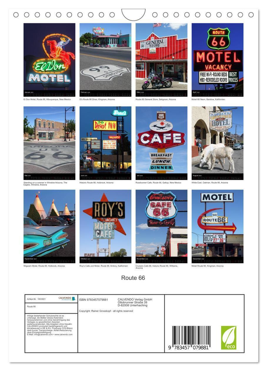 Bild: 9783457079881 | Route 66 (Wandkalender 2025 DIN A4 hoch), CALVENDO Monatskalender