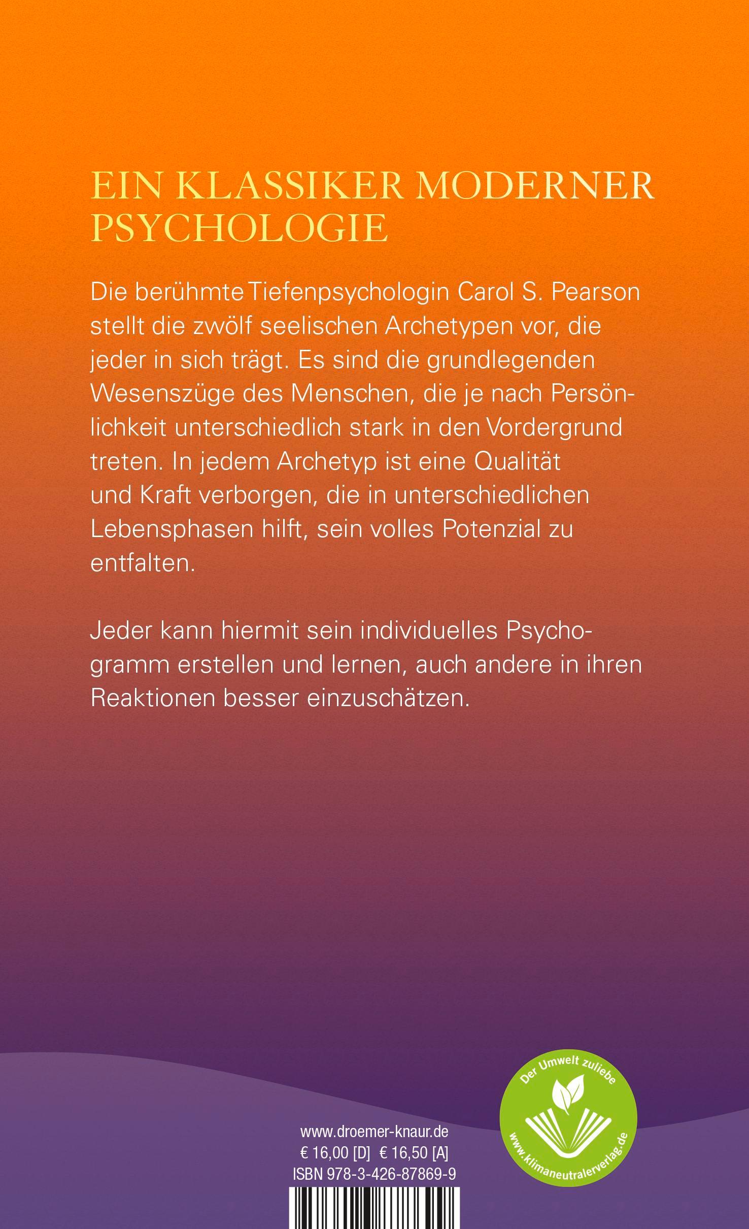 Rückseite: 9783426878699 | Die 12 seelischen Archetypen | Carol S. Pearson | Taschenbuch | 512 S.