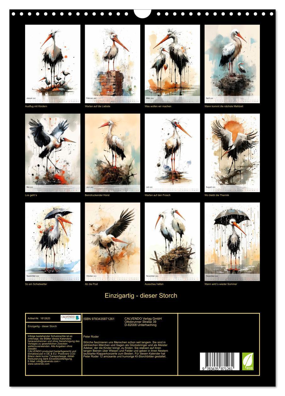 Bild: 9783435871261 | Einzigartig - dieser Storch (Wandkalender 2025 DIN A3 hoch),...