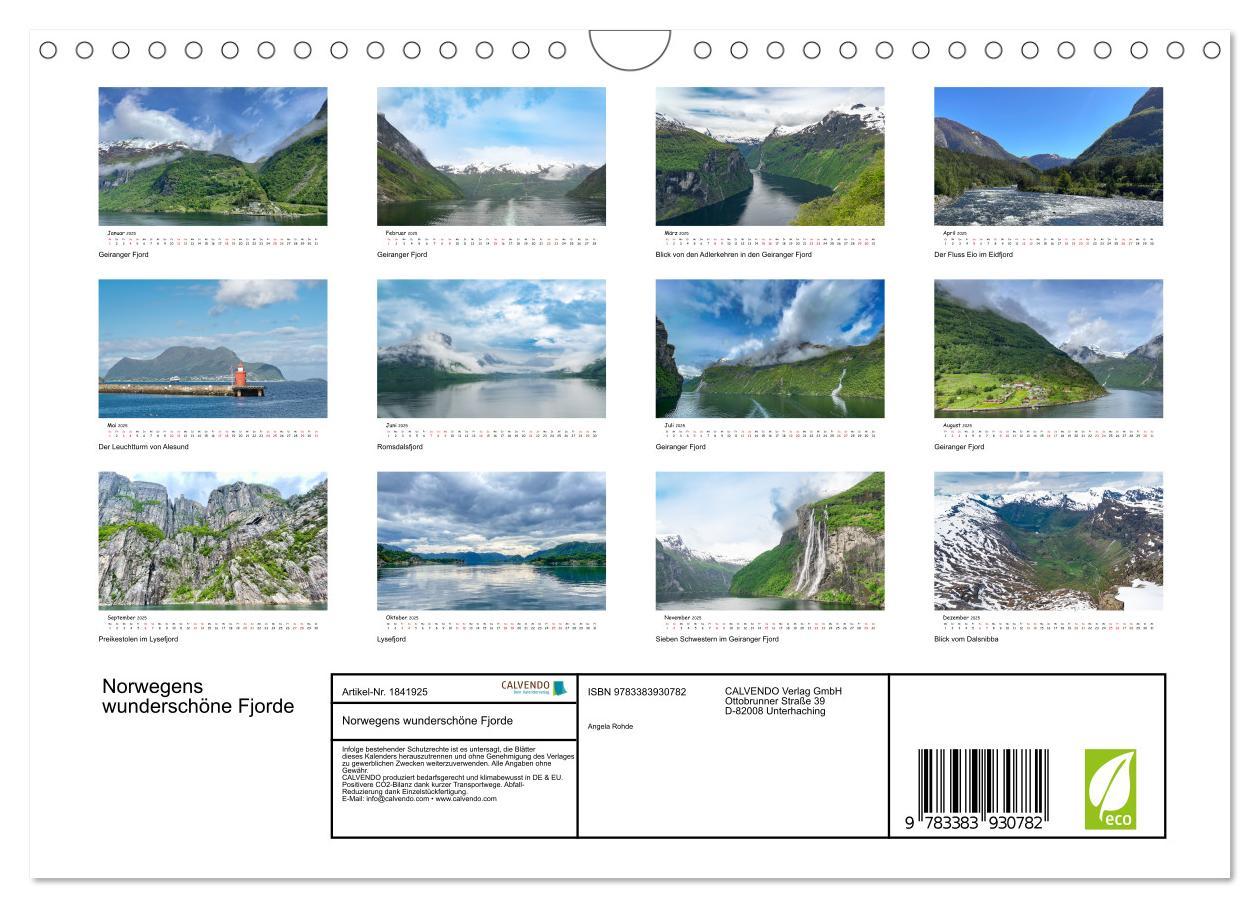 Bild: 9783383930782 | Norwegens wunderschöne Fjorde (Wandkalender 2025 DIN A4 quer),...