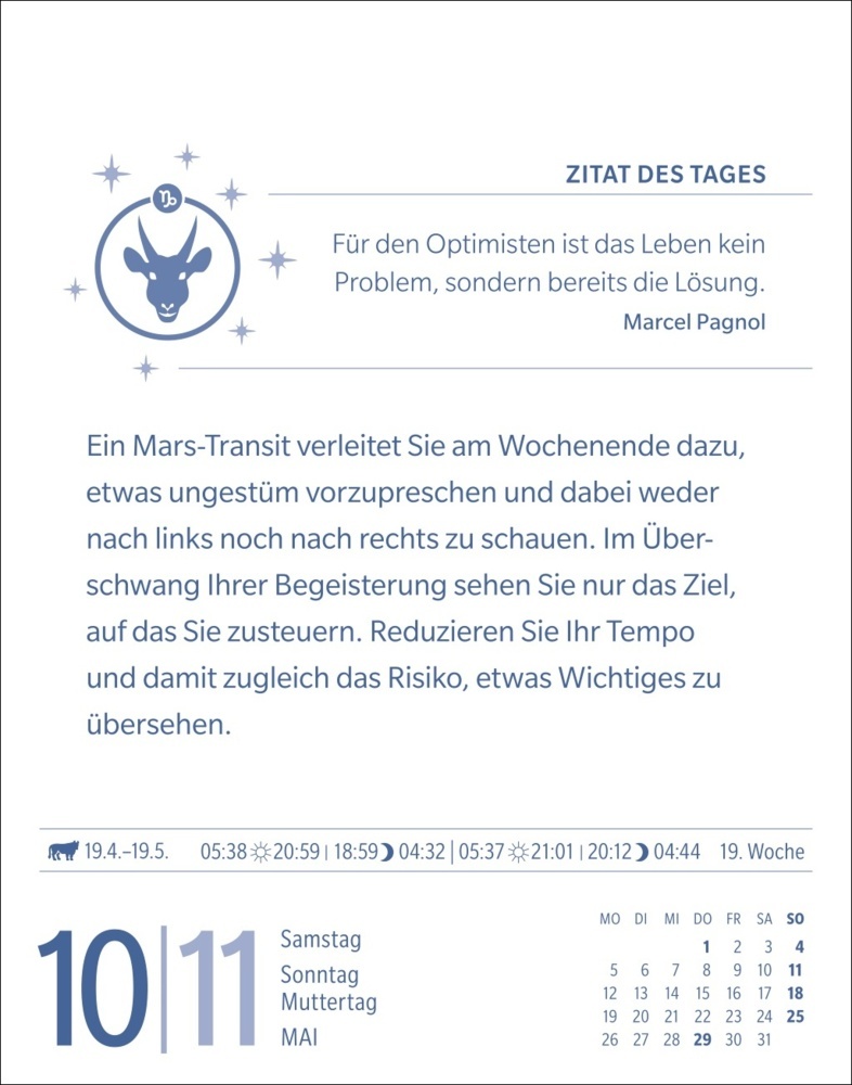 Bild: 9783840033643 | Steinbock Sternzeichenkalender 2025 - Tagesabreißkalender - Ihr...