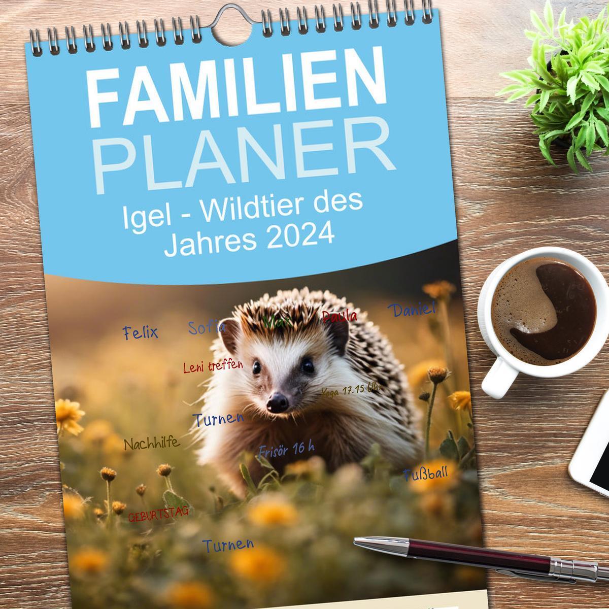 Bild: 9783457154014 | Familienplaner 2025 - Igel - Wildtier des Jahres 2024 mit 5 Spalten...